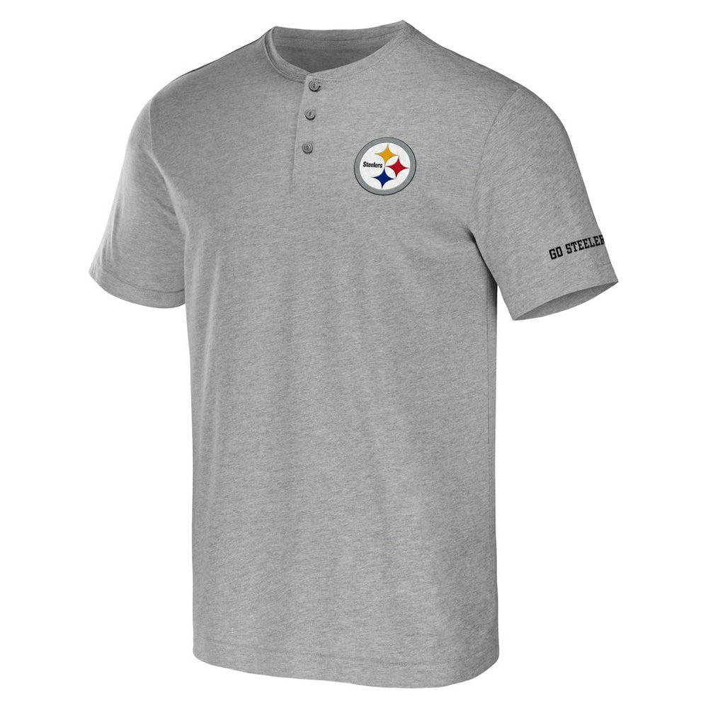 Pittsburgh Steelers NFL x Darius Rucker Collection Henley T-Shirt - Heather Gray sale