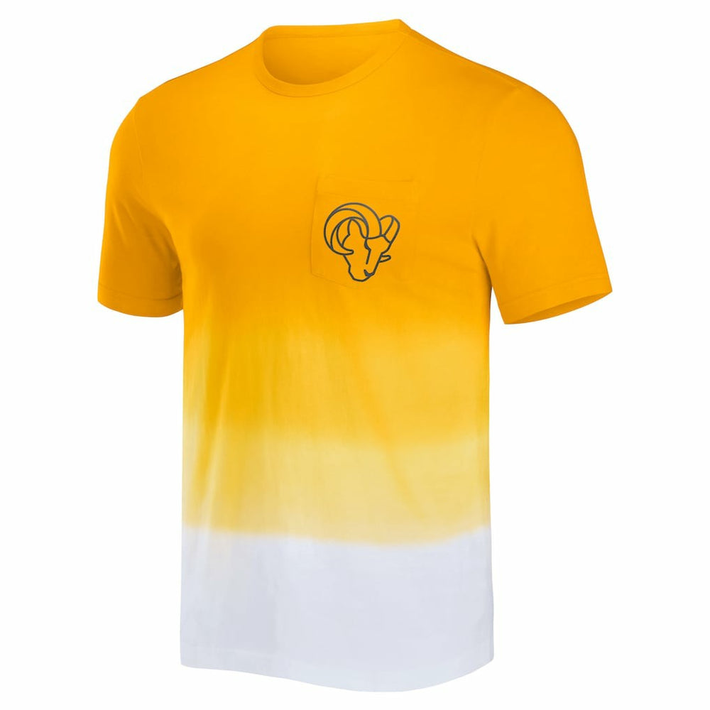 Los Angeles Rams NFL x Darius Rucker Collection Dip Dye Pocket T-Shirt - Gold/White discount