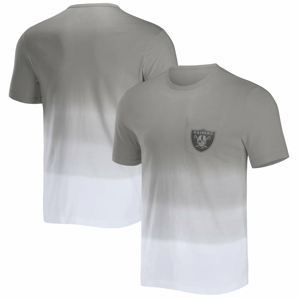 Las Vegas Raiders NFL x Darius Rucker Collection Dip Dye Pocket T-Shirt - Silver/White outlet