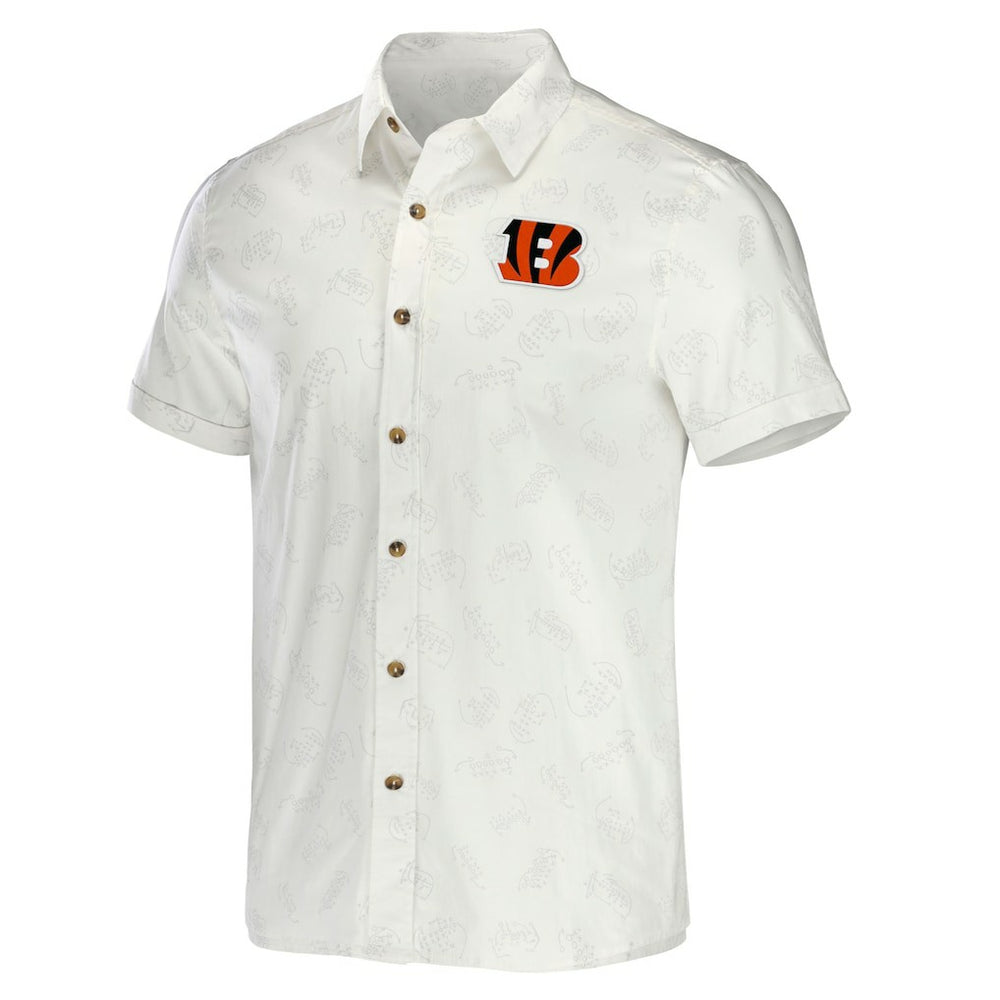 Cincinnati Bengals NFL x Darius Rucker Collection Woven Button-Up T-Shirt - White on sale
