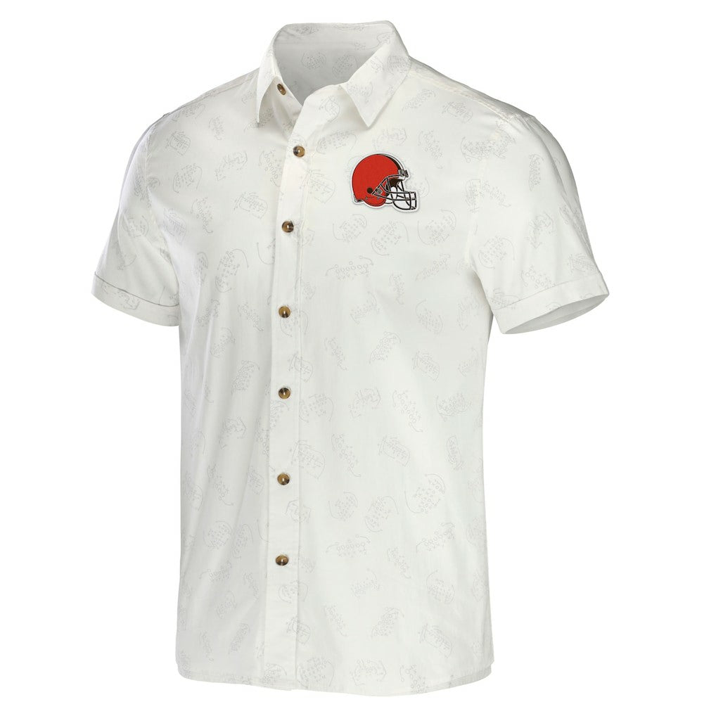 Cleveland Browns NFL x Darius Rucker Collection Woven Button-Up T-Shirt - White cheap