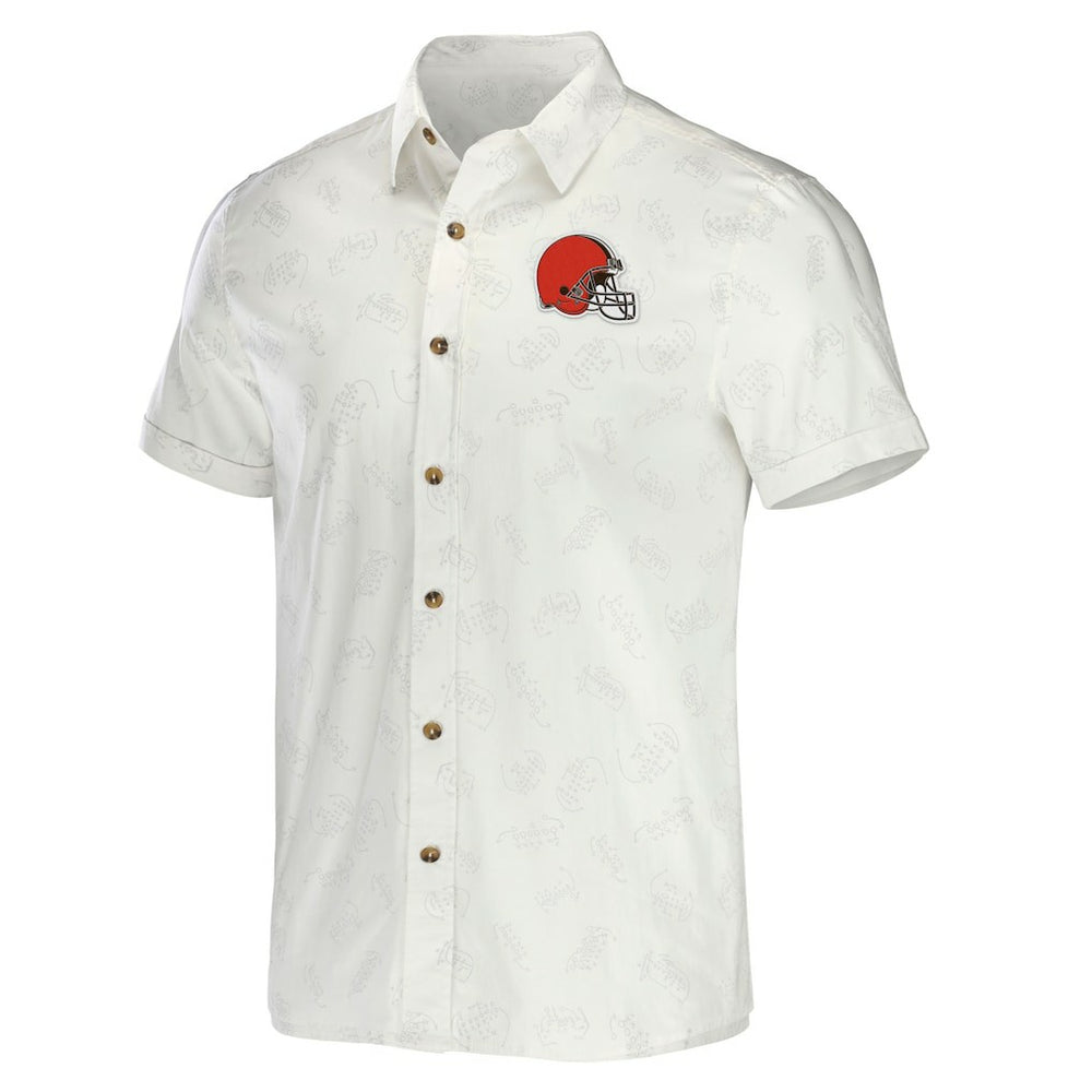 Cleveland Browns NFL x Darius Rucker Collection Woven Button-Up T-Shirt - White cheap