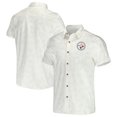 Pittsburgh Steelers NFL x Darius Rucker Collection Woven Button-Up T-Shirt - White for sale