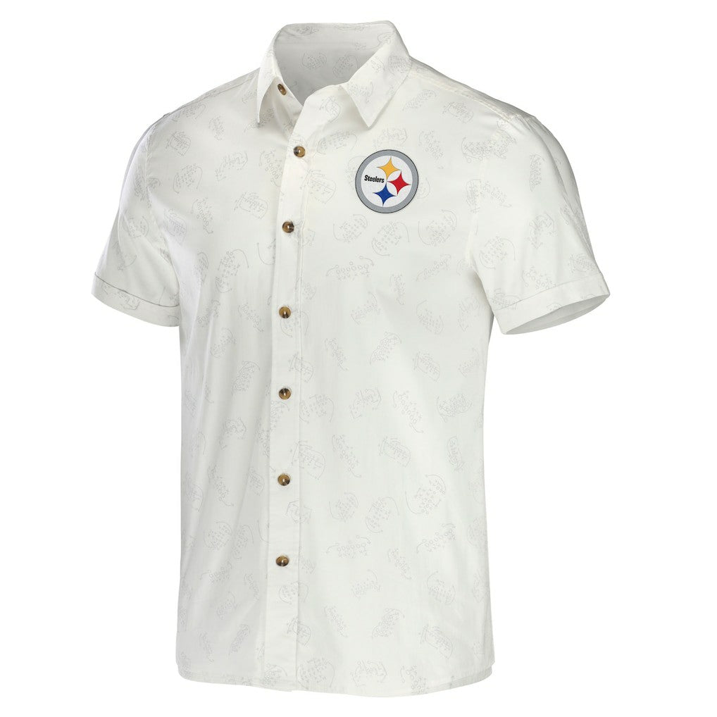 Pittsburgh Steelers NFL x Darius Rucker Collection Woven Button-Up T-Shirt - White for sale