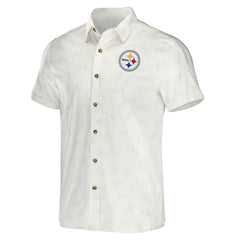 Pittsburgh Steelers NFL x Darius Rucker Collection Woven Button-Up T-Shirt - White for sale