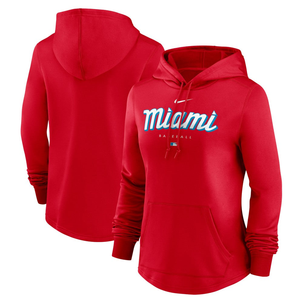Miami Marlins Women's City Connect Pregame Performance Pullover Hoodie Red