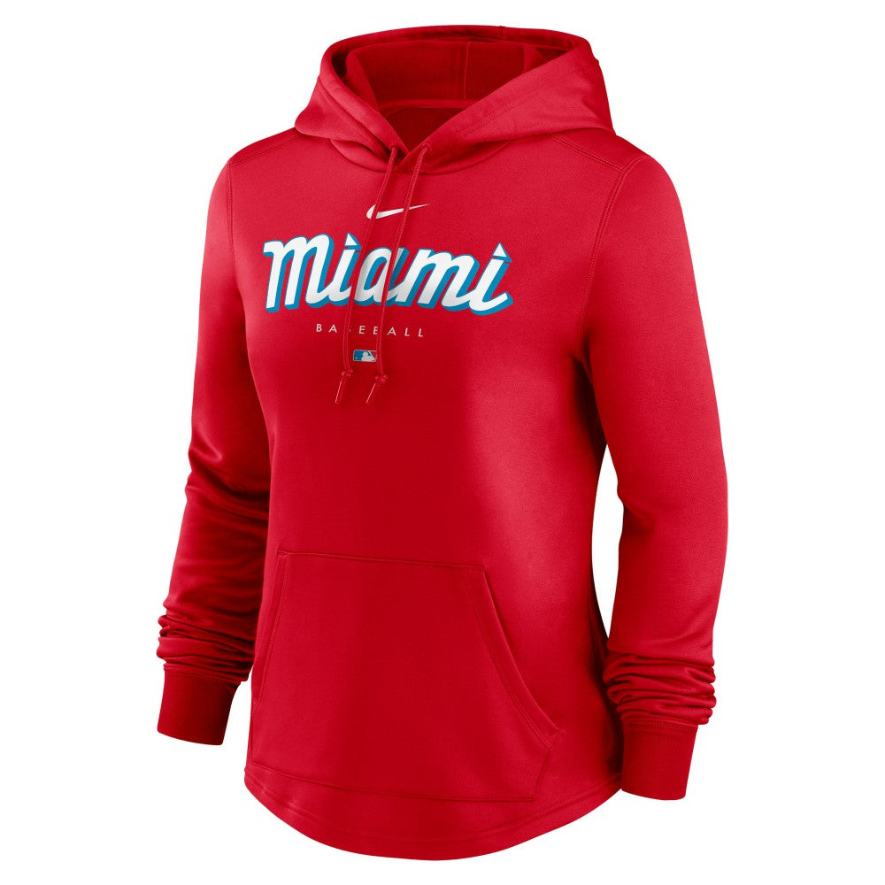 Miami Marlins Women's City Connect Pregame Performance Pullover Hoodie Red