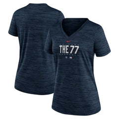Chicago Cubs Women's City Connect Velocity Practice Performance V-Neck T-Shirt Navy