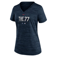 Chicago Cubs Women's City Connect Velocity Practice Performance V-Neck T-Shirt Navy