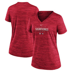Miami Marlins Women's City Connect Velocity Practice Performance V-Neck T-Shirt Red
