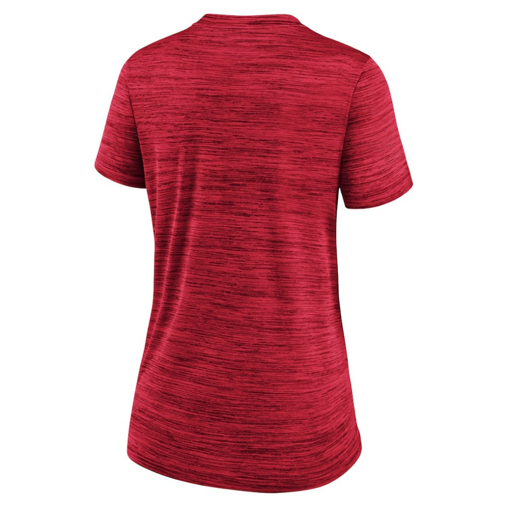 Miami Marlins Women's City Connect Velocity Practice Performance V-Neck T-Shirt Red