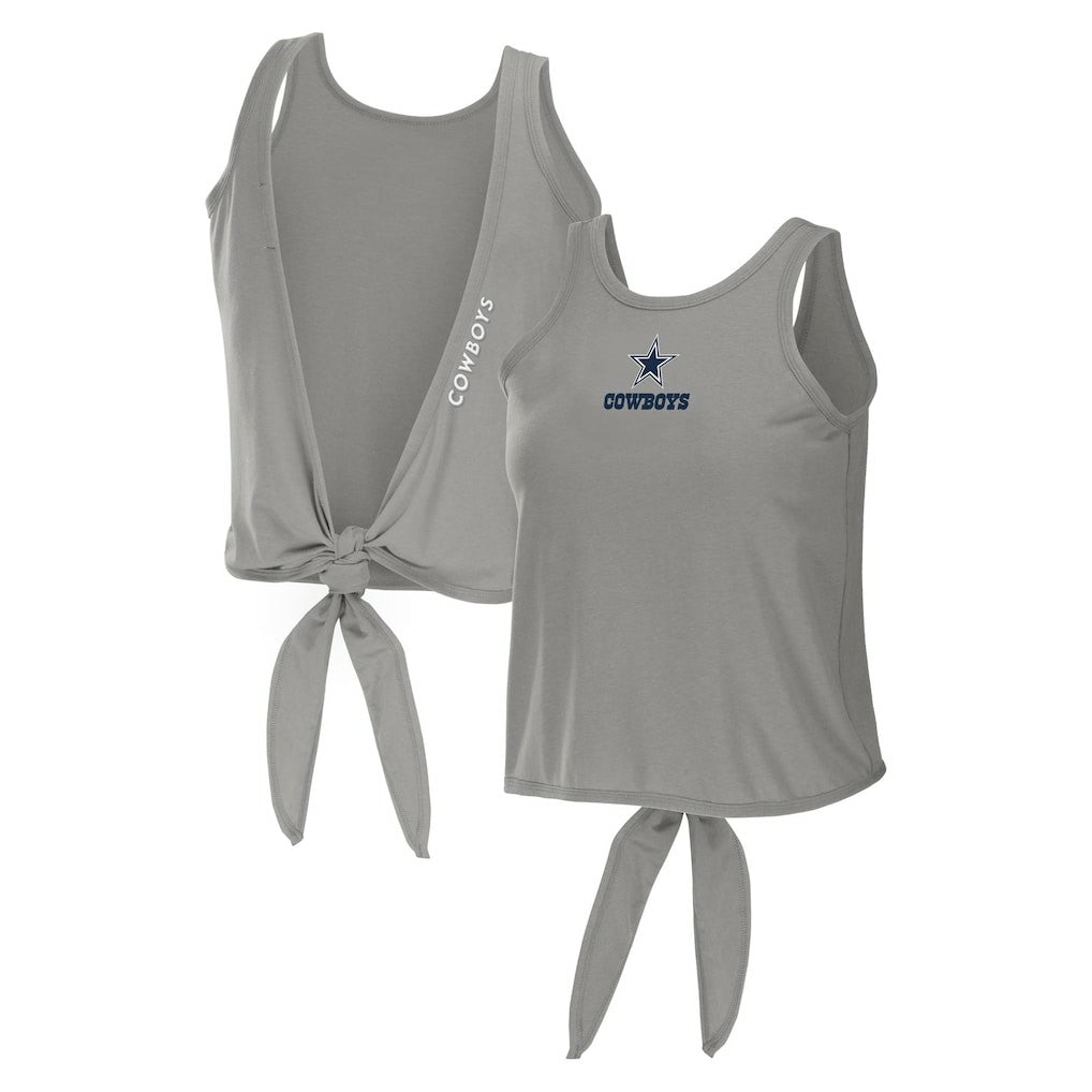 Dallas Cowboys WEAR by Erin Andrews Women's Open Back Twist Tie Tank Top - Gray on sale