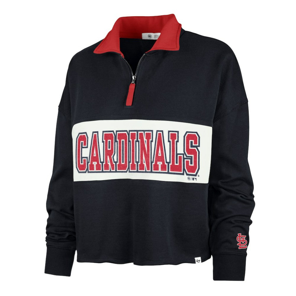 St. Louis Cardinals Women's Remi Quarter-Zip Cropped Top Navy