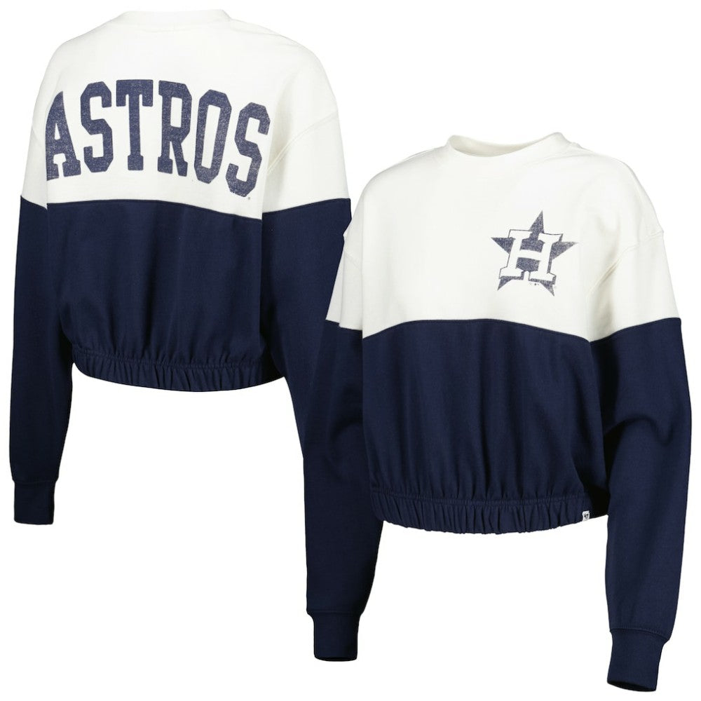 Houston Astros Women's Take Two Bonita Pullover Sweatshirt White/Navy