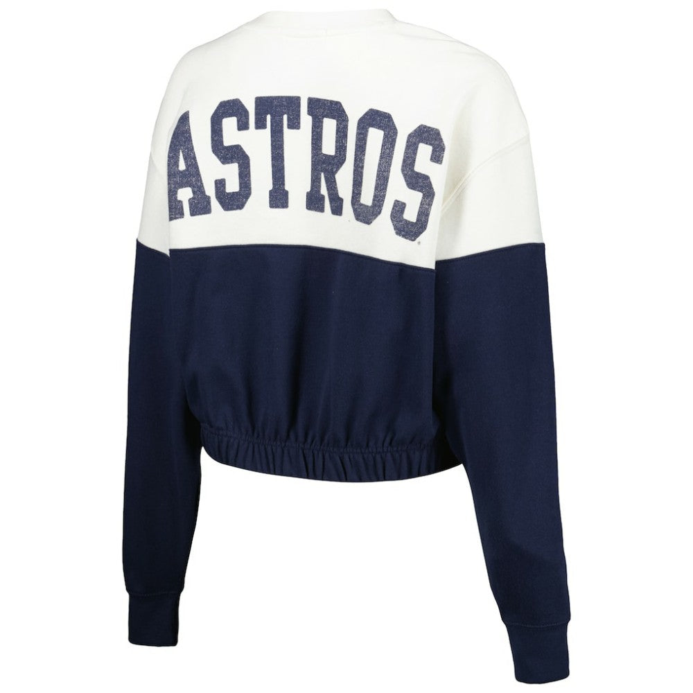 Houston Astros Women's Take Two Bonita Pullover Sweatshirt White/Navy