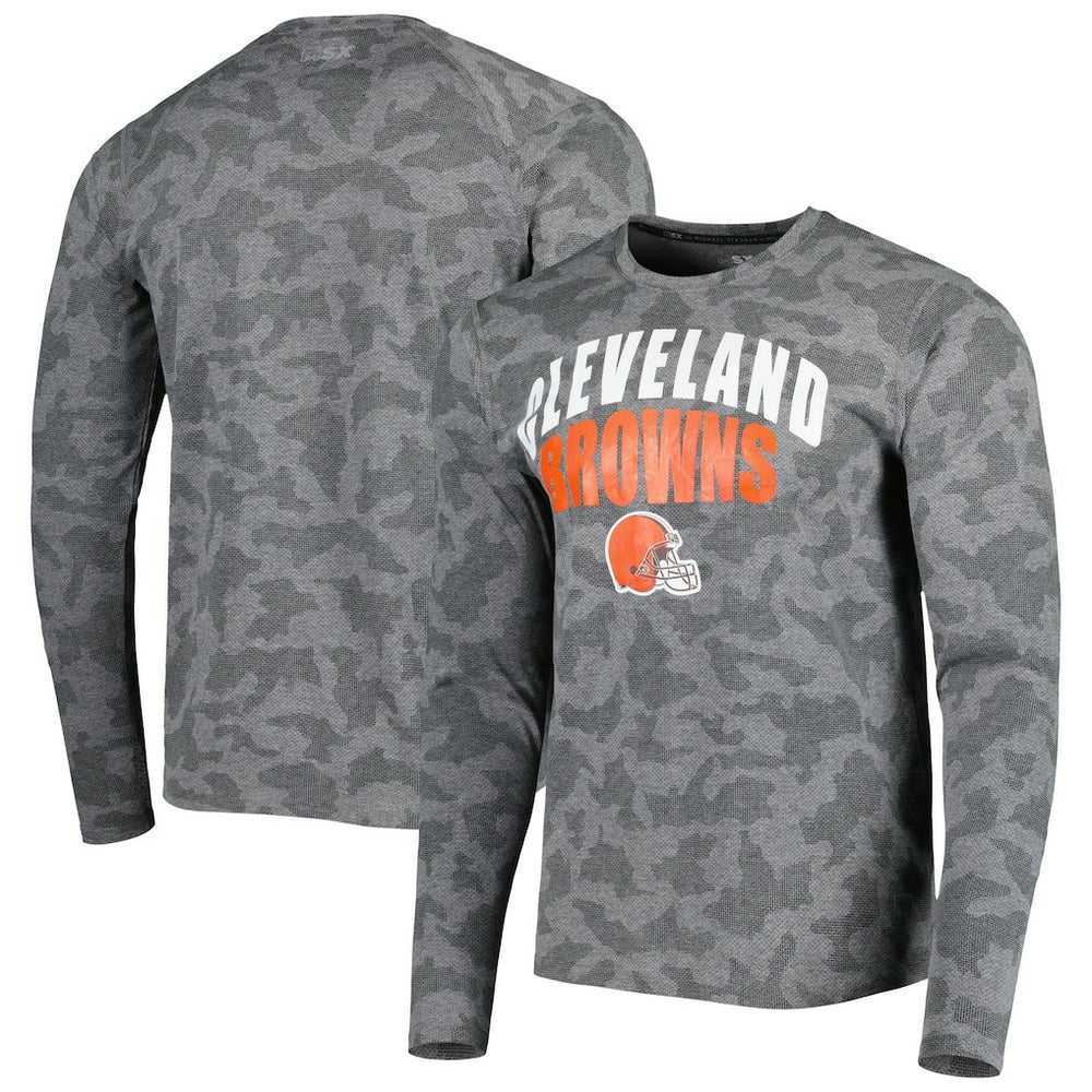 Cleveland Browns MSX by Michael Strahan Performance Camo Long Sleeve T-Shirt - Black discount
