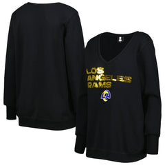 Los Angeles Rams Cuce Women's Sequin Logo V-Neck Pullover Sweatshirt - Black online