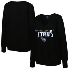 Tennessee Titans Cuce Women's Sequin Logo V-Neck Pullover Sweatshirt - Black for sale