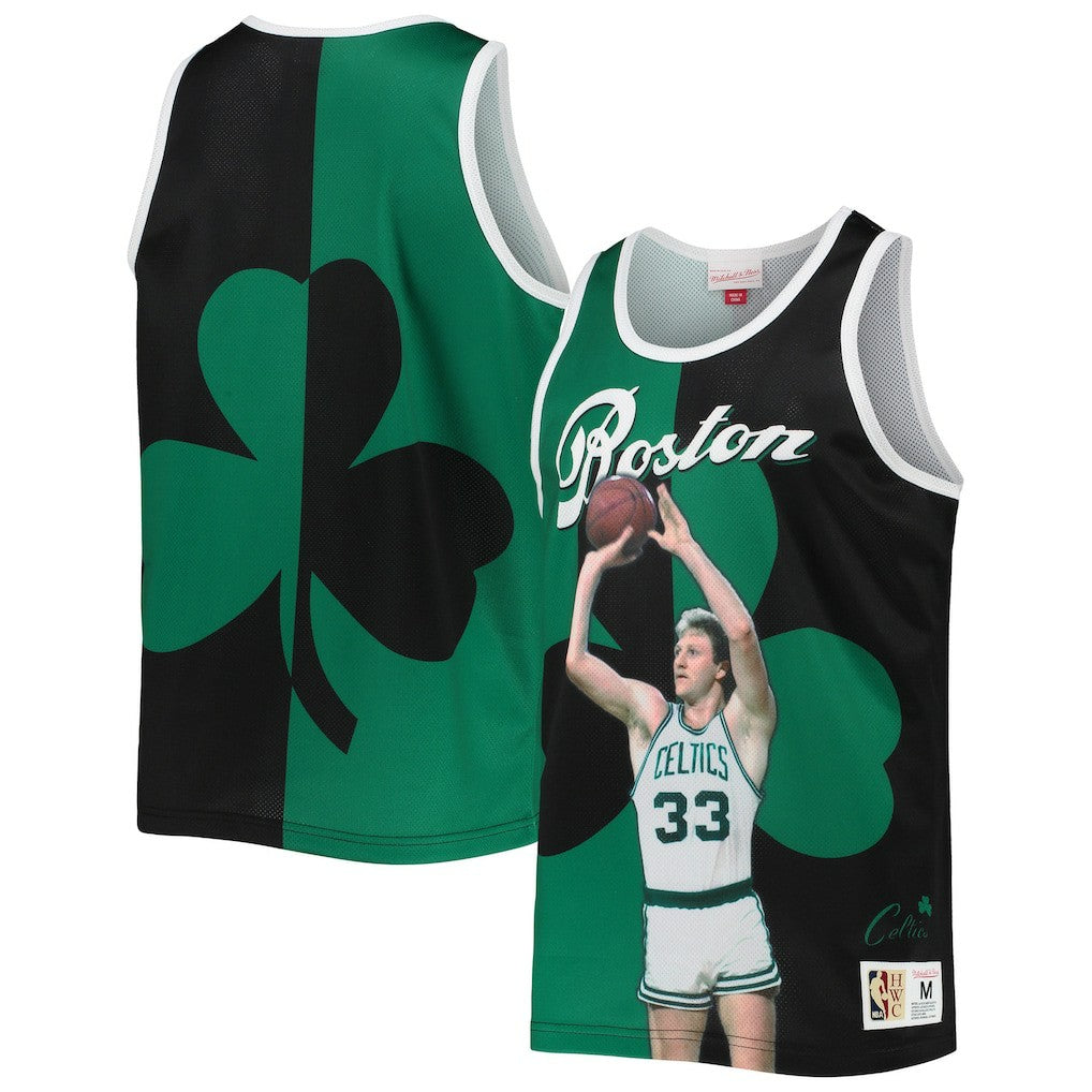 Larry Bird Boston Celtics Sublimated Player Tank Top - Kelly Green/Black on sale