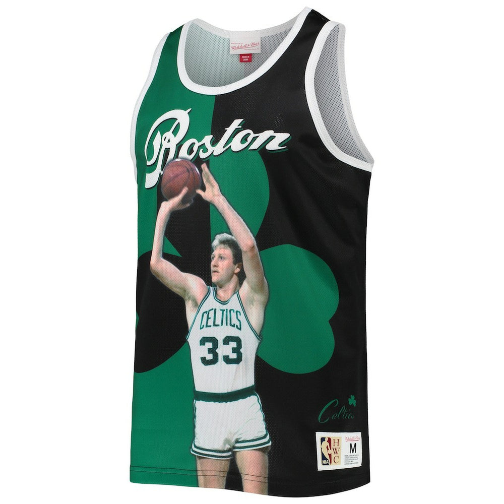 Larry Bird Boston Celtics Sublimated Player Tank Top - Kelly Green/Black on sale