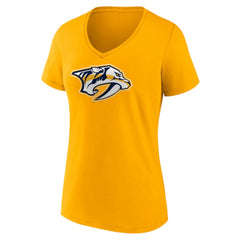 Nashville Predators Fanatics Women's Primary Logo Team V-Neck T-Shirt - Gold T-shirts