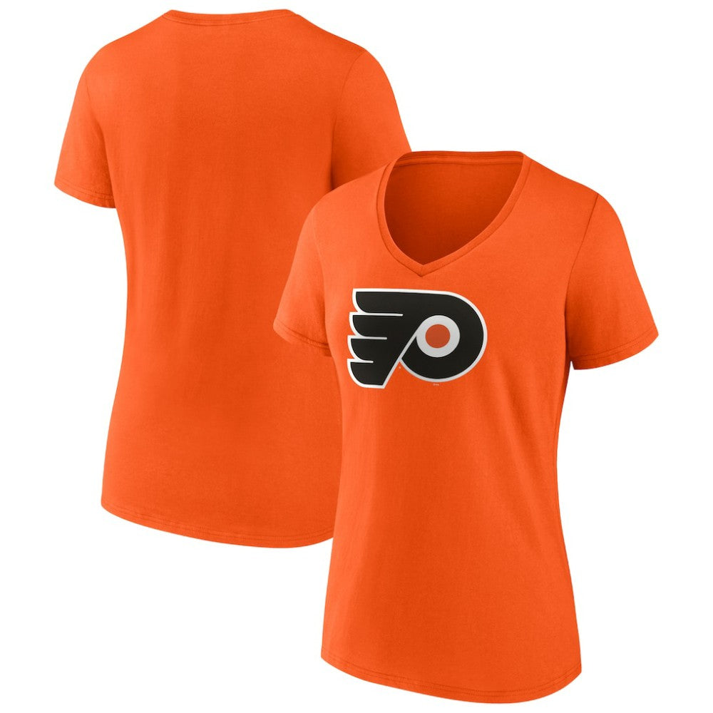 Philadelphia Flyers Fanatics Women's Primary Logo Team V-Neck T-Shirt - Orange T-shirts
