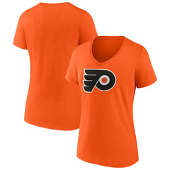 Philadelphia Flyers Fanatics Women's Primary Logo Team V-Neck T-Shirt - Orange T-shirts