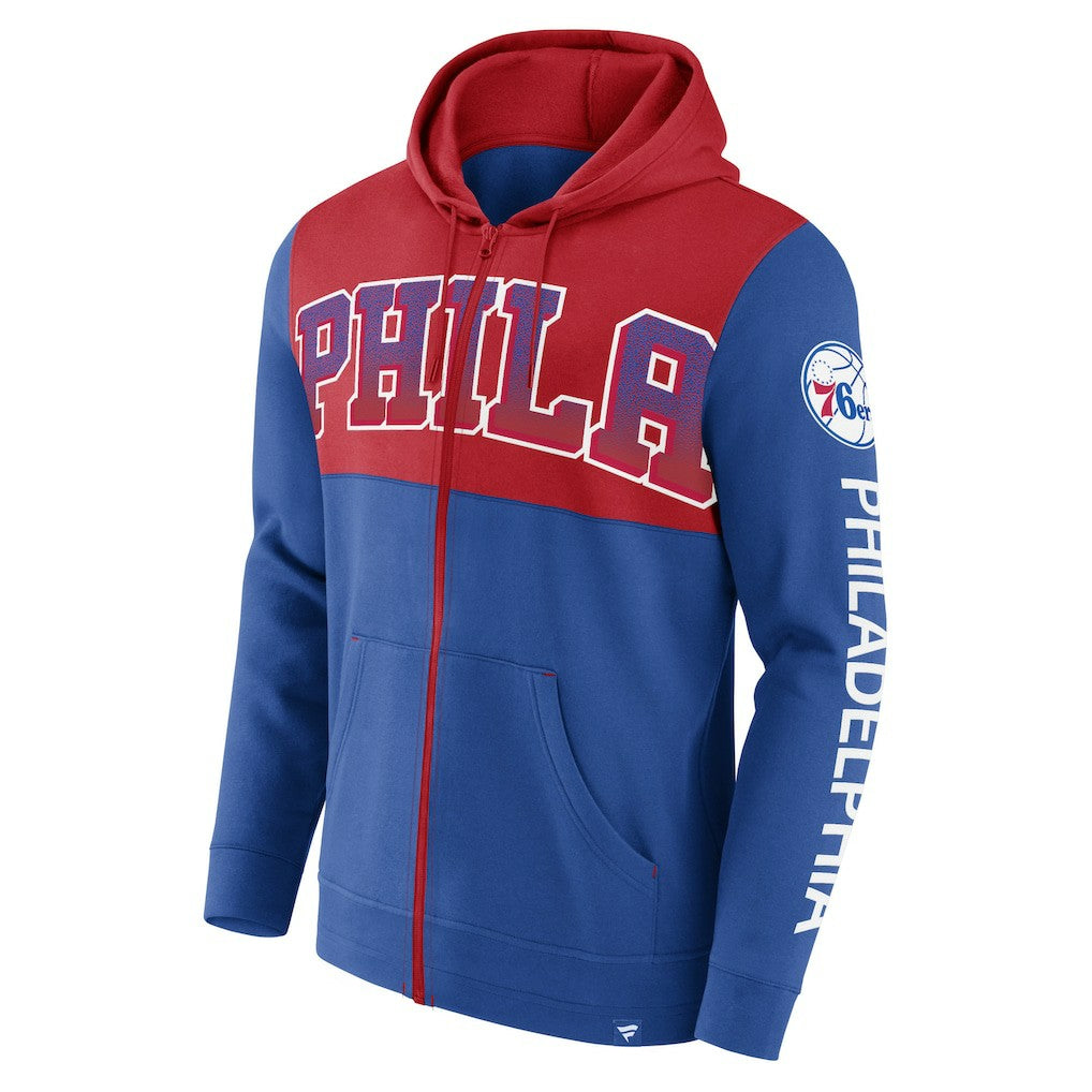 Philadelphia 76ers Skyhook Colorblock Full-Zip Hoodie - Royal/Red for sale