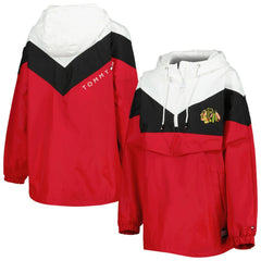 Chicago Blackhawks Tommy Hilfiger Women's Staci Half-Zip Windbreaker Jacket - Black/Red Jackets