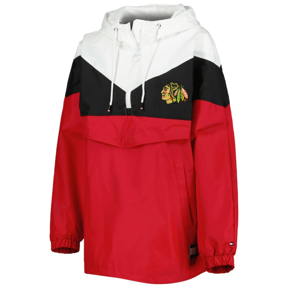 Chicago Blackhawks Tommy Hilfiger Women's Staci Half-Zip Windbreaker Jacket - Black/Red Jackets