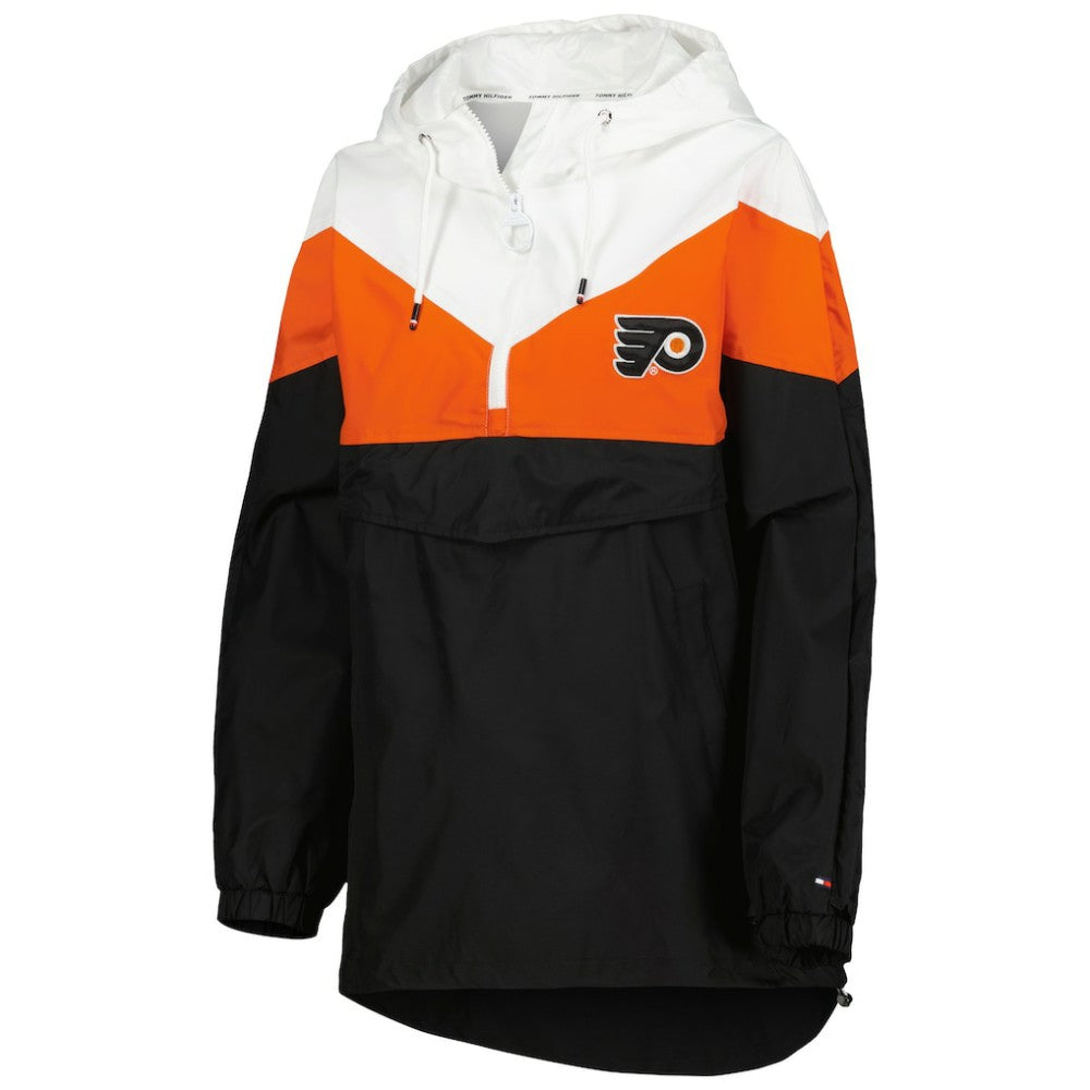 Philadelphia Flyers Tommy Hilfiger Women's Staci Half-Zip Windbreaker Jacket - Orange/Black Jackets