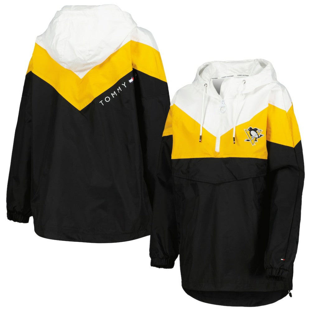 Pittsburgh Penguins Tommy Hilfiger Women's Staci Half-Zip Windbreaker Jacket - Black/Gold Jackets