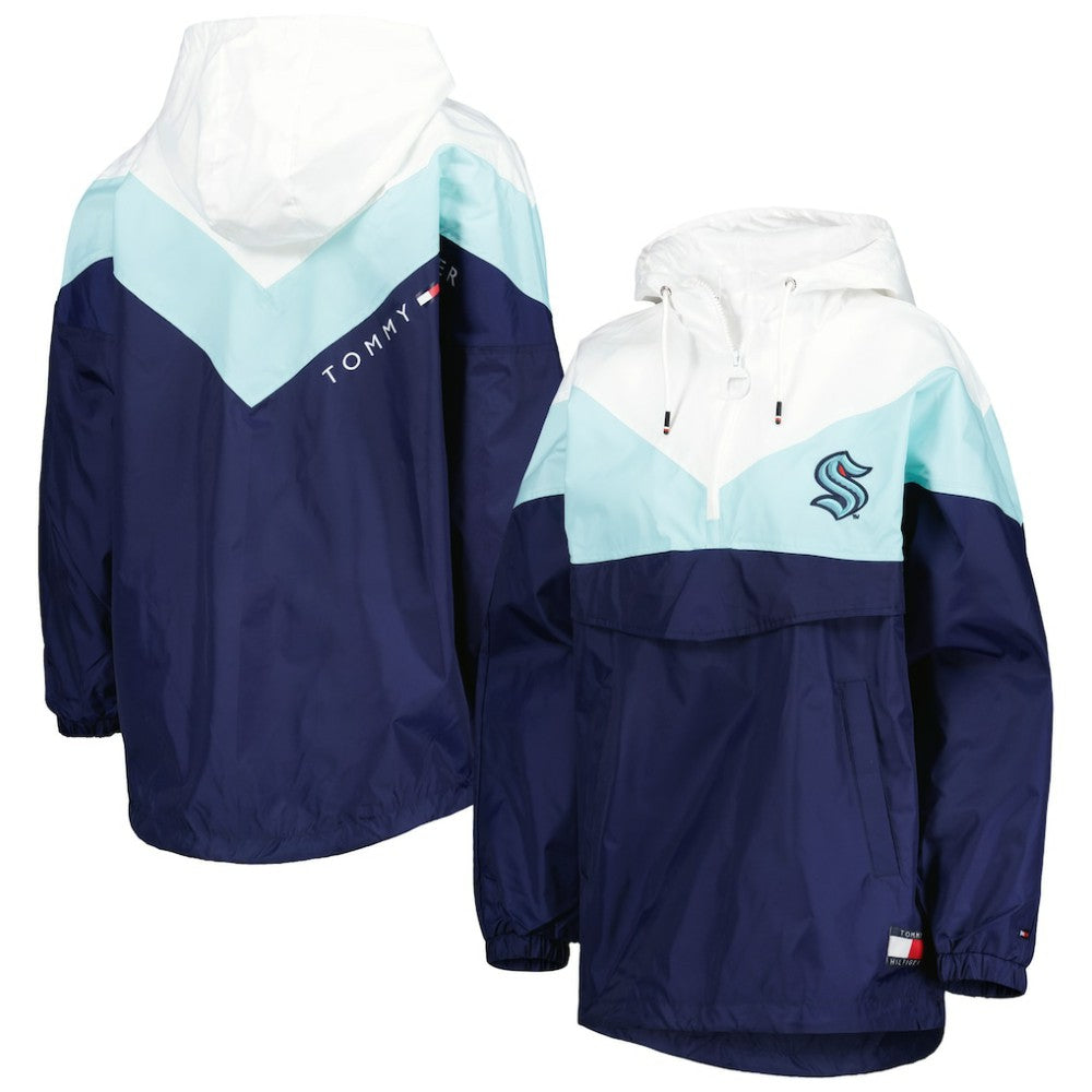 Seattle Kraken Tommy Hilfiger Women's Staci Half-Zip Windbreaker Jacket - Blue/Deep Sea Blue Jackets