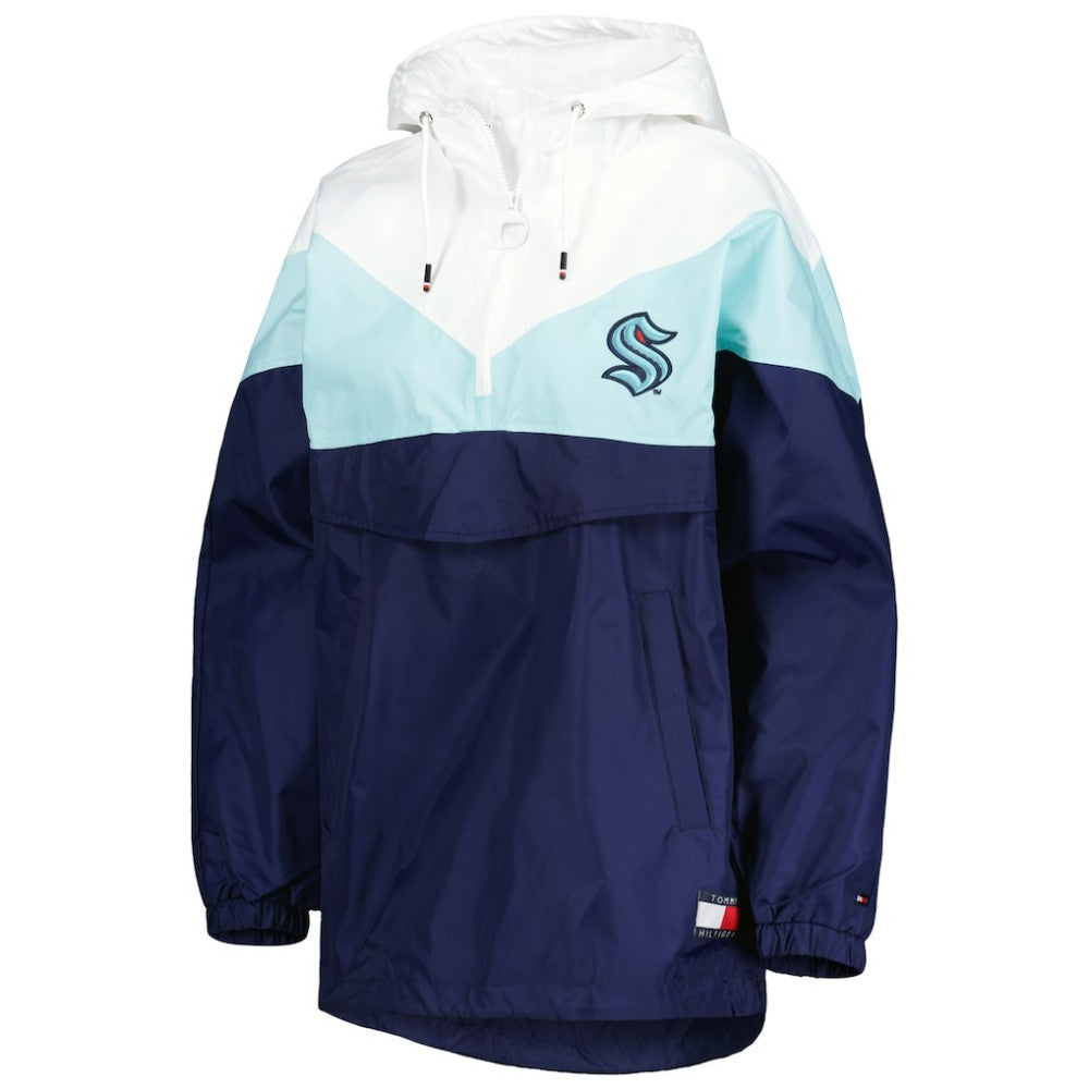 Seattle Kraken Tommy Hilfiger Women's Staci Half-Zip Windbreaker Jacket - Blue/Deep Sea Blue Jackets