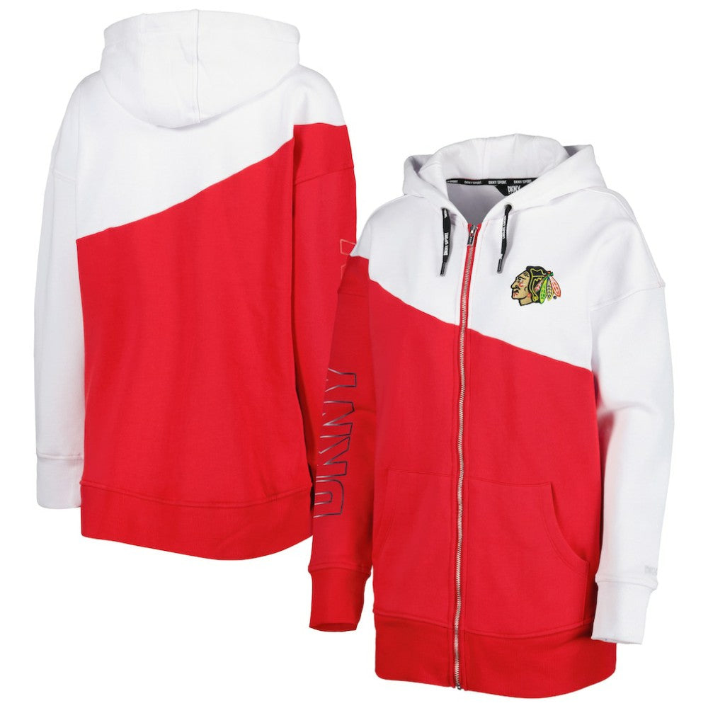 Chicago Blackhawks DKNY Sport Women's Gina Full-Zip Hoodie - Red/White Hoodies