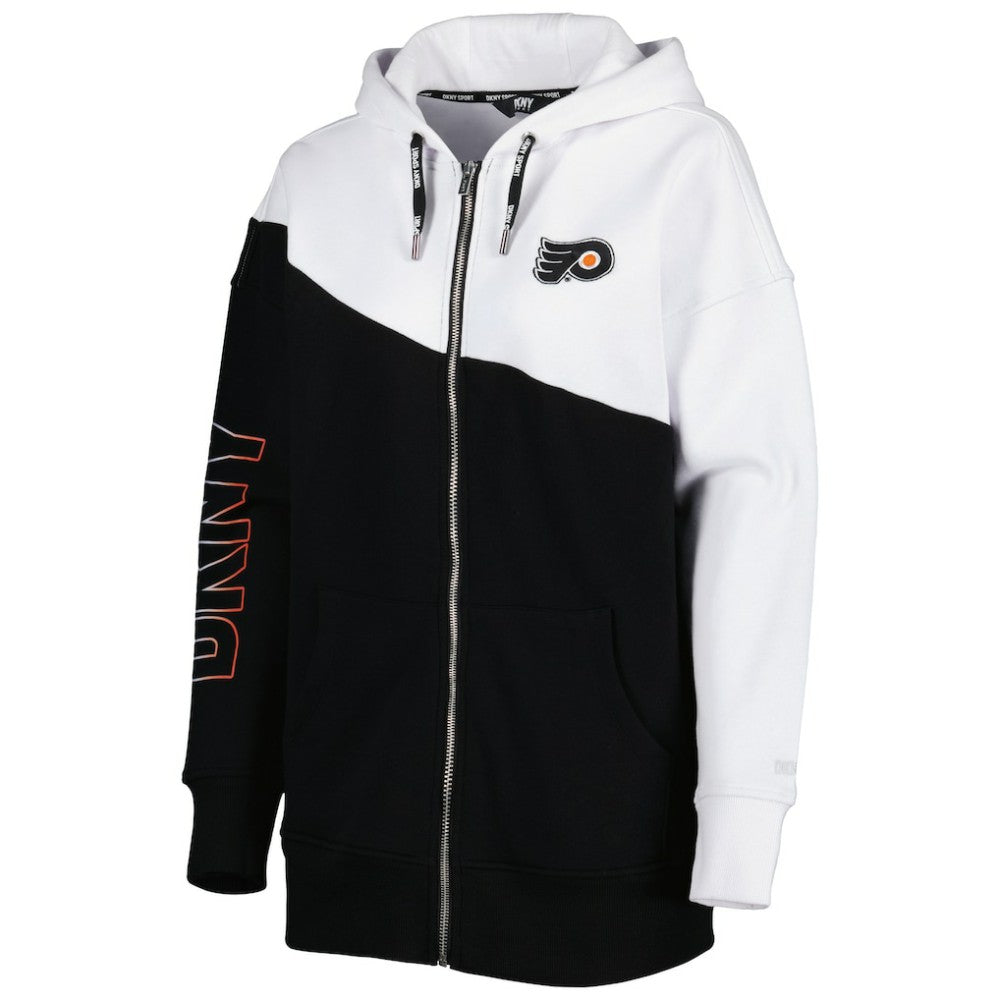 Philadelphia Flyers DKNY Sport Women's Gina Full-Zip Hoodie - Black/White Hoodies
