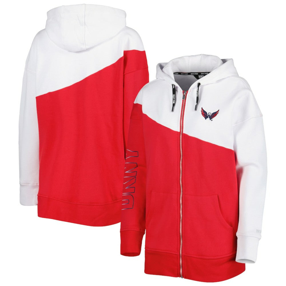 Washington Capitals DKNY Sport Women's Gina Full-Zip Hoodie - Red/White Hoodies
