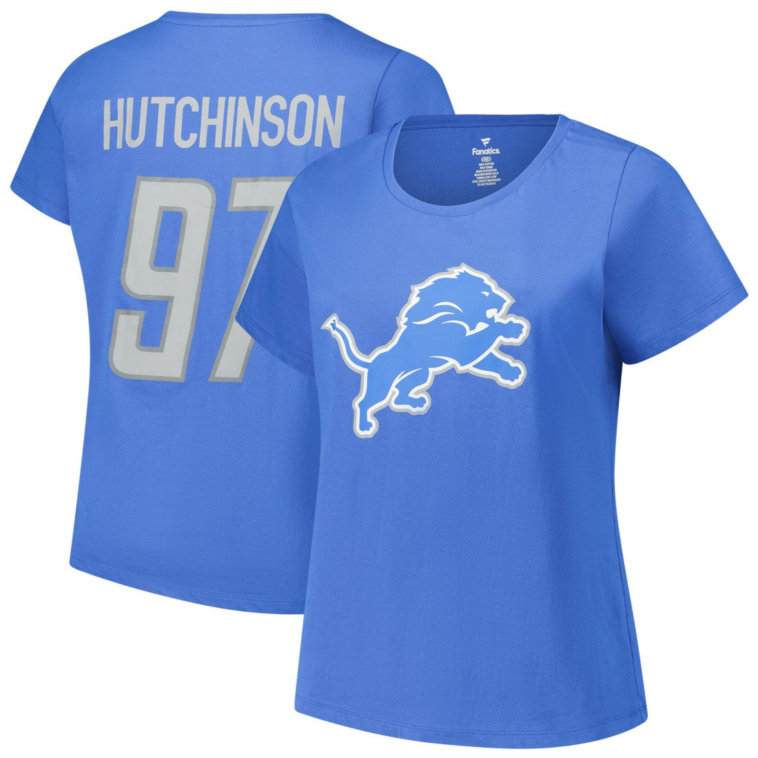 Aidan Hutchinson Detroit Lions Women's Plus Size Fair Catch Name & Number Scoop Neck T-Shirt - Blue outlet