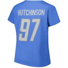 Aidan Hutchinson Detroit Lions Women's Plus Size Fair Catch Name & Number Scoop Neck T-Shirt - Blue outlet
