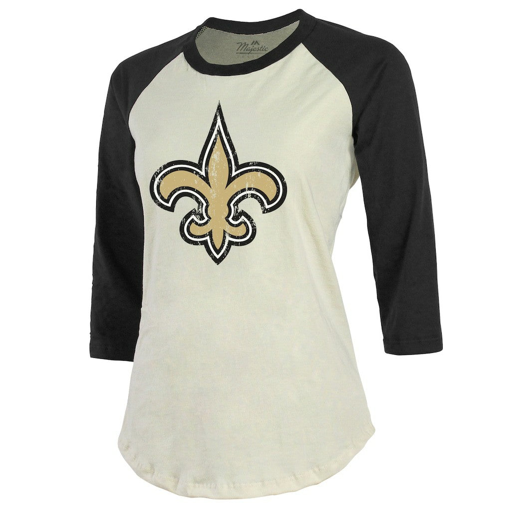 Tyrann Mathieu New Orleans Saints Majestic Threads Women's Player Name & Number Tri-Blend Three-Quarter Sleeve T-Shirt - Cream on sale