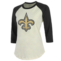 Tyrann Mathieu New Orleans Saints Majestic Threads Women's Player Name & Number Tri-Blend Three-Quarter Sleeve T-Shirt - Cream on sale