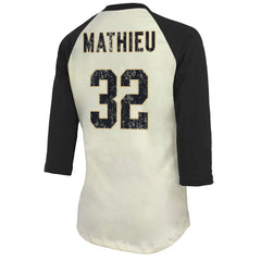 Tyrann Mathieu New Orleans Saints Majestic Threads Women's Player Name & Number Tri-Blend Three-Quarter Sleeve T-Shirt - Cream on sale