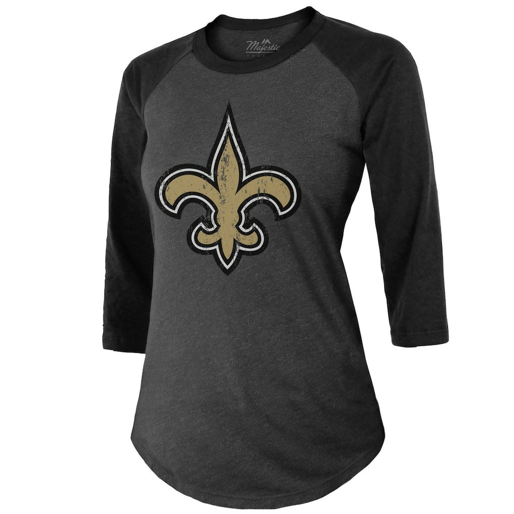 Tyrann Mathieu New Orleans Saints Majestic Threads Women's Name & Number Raglan 3/4 Sleeve T-Shirt - Black outlet