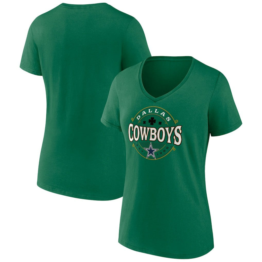 Dallas Cowboys Women's Lucky Celtic V-Neck T-Shirt - Green for sale