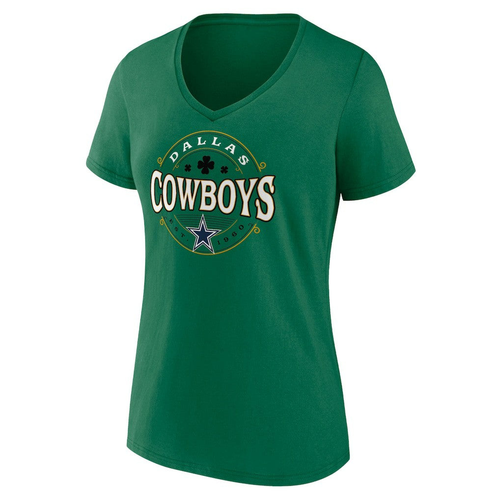 Dallas Cowboys Women's Lucky Celtic V-Neck T-Shirt - Green for sale