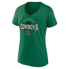 Dallas Cowboys Women's Lucky Celtic V-Neck T-Shirt - Green for sale