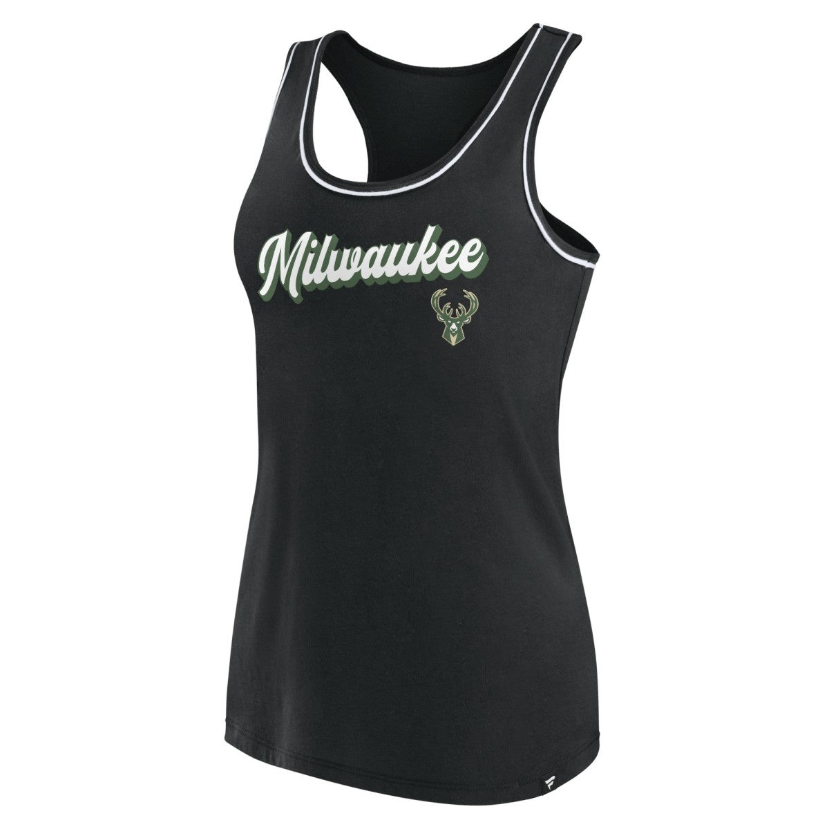 Milwaukee Bucks Women's Wordmark Logo Racerback Tank Top - Black discount