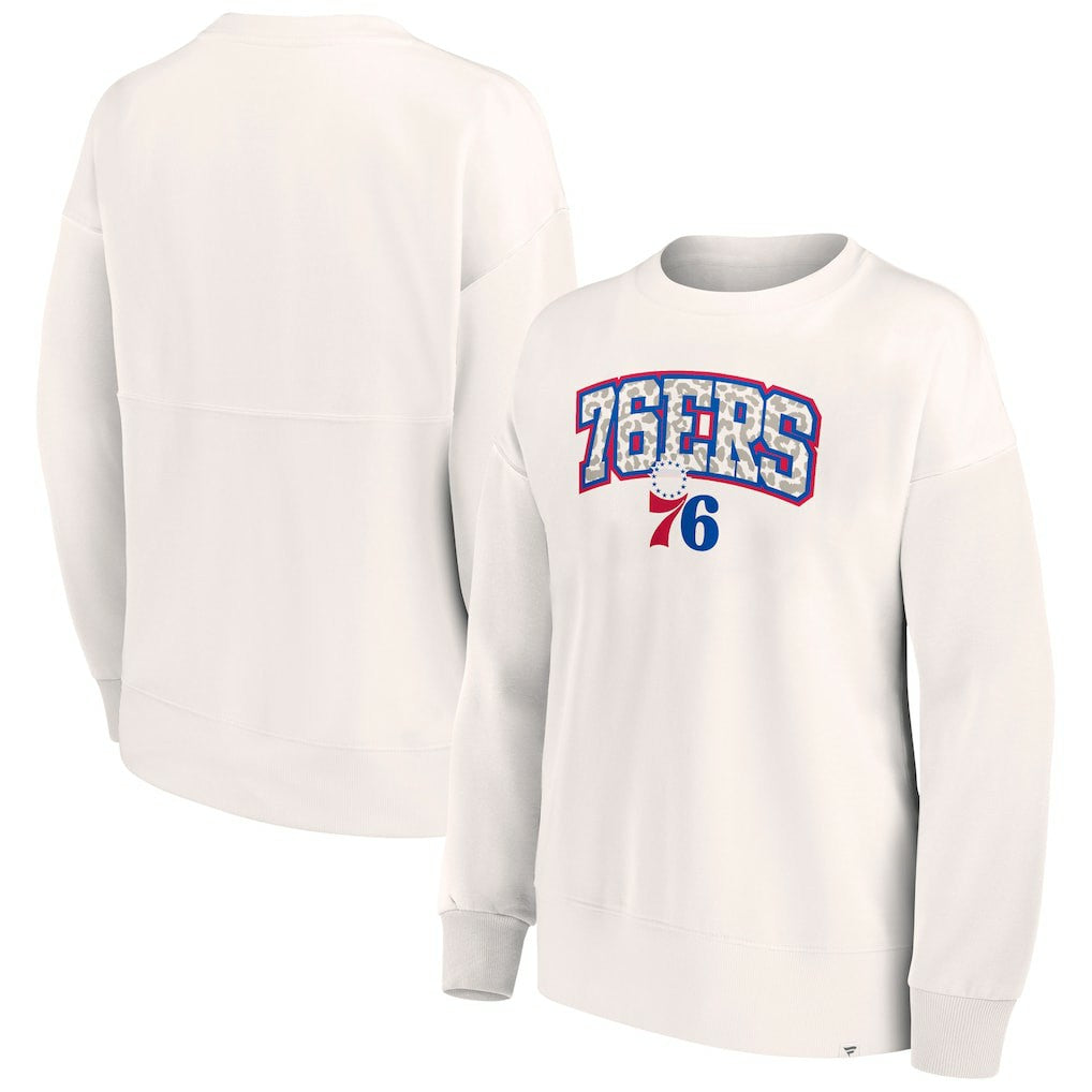 Philadelphia 76ers Women's Tonal Leopard Pullover Sweatshirt - White cheap