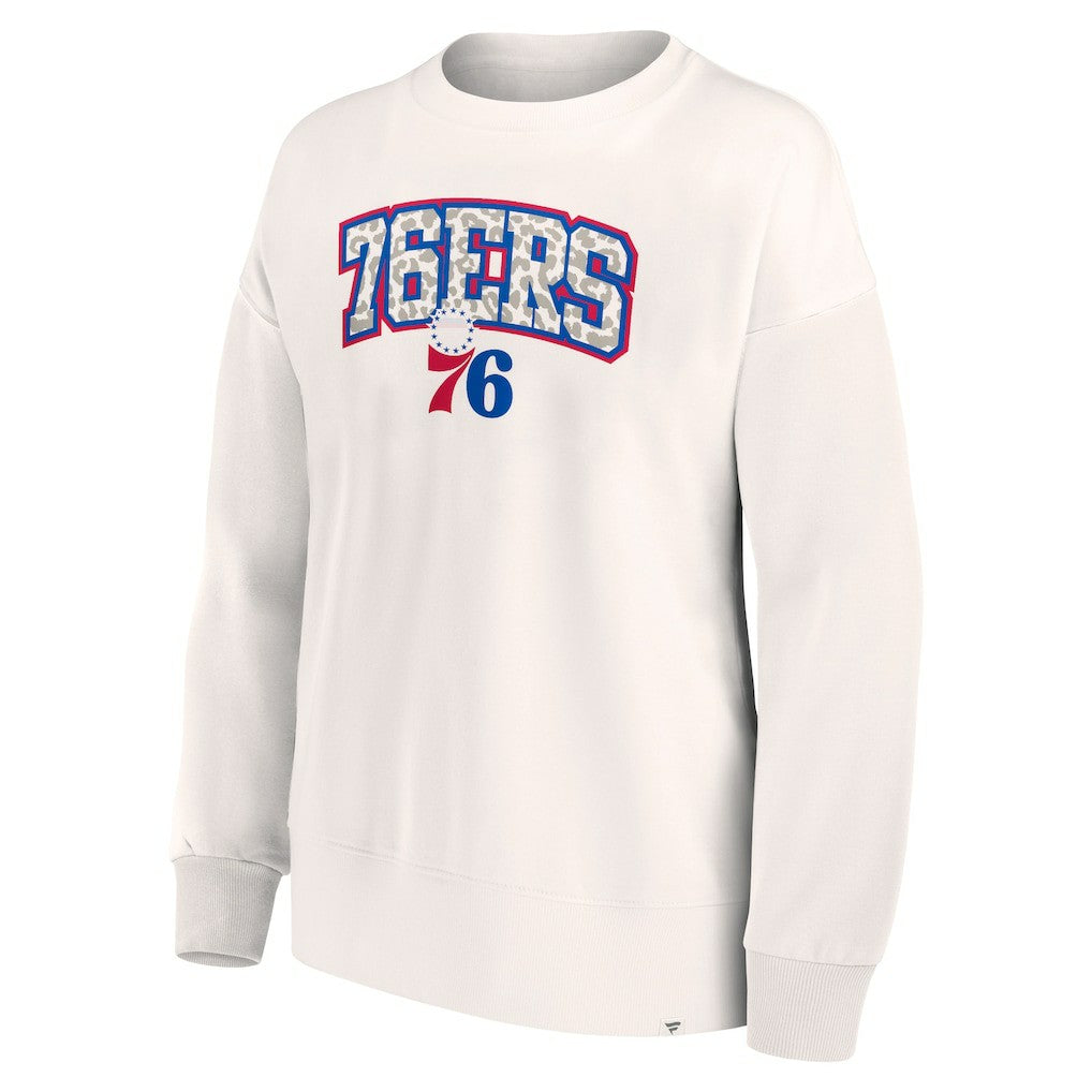 Philadelphia 76ers Women's Tonal Leopard Pullover Sweatshirt - White cheap