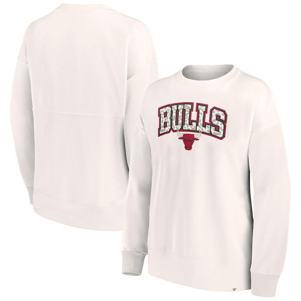 Chicago Bulls Women's Tonal Leopard Pullover Sweatshirt - White for sale